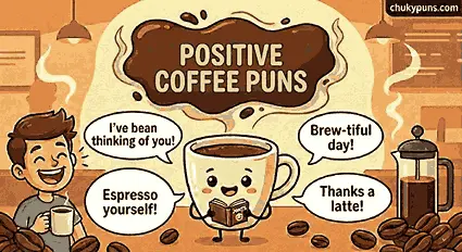 positive coffee puns